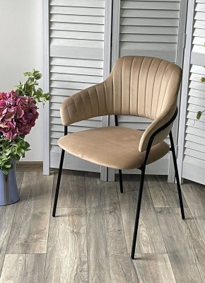 Стул ЛОТОС, цвет H-65 Капучино, велюр / черный каркас М-City в Екатеринбурге - ok-mebel.com | фото 2