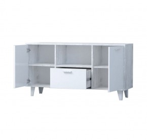 Тумба Эго Т-2 2-дверки 1-ящик (на ножках) Бетон светлый/Белый глянец в Екатеринбурге - ok-mebel.com | фото 2