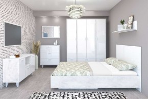 Тумба Эго Т-2 2-дверки 1-ящик (на ножках) Бетон светлый/Белый глянец в Екатеринбурге - ok-mebel.com | фото 3