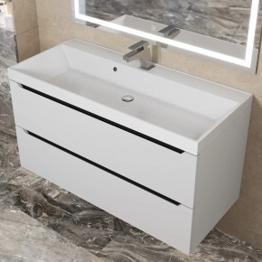 Тумба под раковину Uperwood Tanos 100 см, подвесная, белая/графит в Екатеринбурге - ok-mebel.com | фото 10