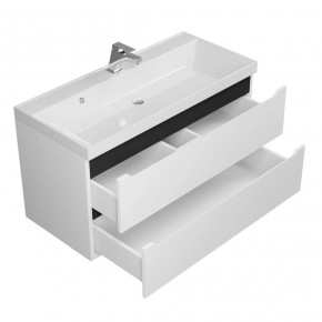 Тумба под раковину Uperwood Tanos 100 см, подвесная, белая/графит в Екатеринбурге - ok-mebel.com | фото 2