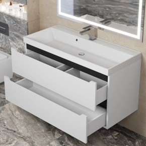 Тумба под раковину Uperwood Tanos 100 см, подвесная, белая/графит в Екатеринбурге - ok-mebel.com | фото 9