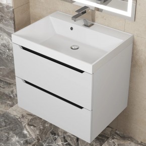 Тумба под раковину Uperwood Tanos 60 см, подвесная, белая/графит в Екатеринбурге - ok-mebel.com | фото 10