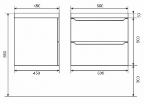 Тумба под раковину Uperwood Tanos 60 см, подвесная, белая/графит в Екатеринбурге - ok-mebel.com | фото 6