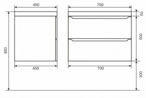 Тумба под раковину Uperwood Tanos 70 см, подвесная, белая/графит в Екатеринбурге - ok-mebel.com | фото 6
