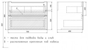Тумба под раковину Uperwood Tanos 70 см, подвесная, белая/графит в Екатеринбурге - ok-mebel.com | фото 7