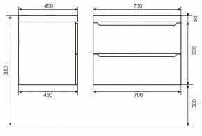 Тумба под раковину Uperwood Tanos 70 см, подвесная, черная матовая в Екатеринбурге - ok-mebel.com | фото 6
