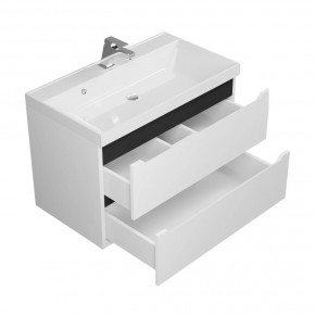 Тумба под раковину Uperwood Tanos 80 см, подвесная, белая/графит в Екатеринбурге - ok-mebel.com | фото 2