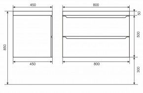 Тумба под раковину Uperwood Tanos 80 см, подвесная, белая/графит в Екатеринбурге - ok-mebel.com | фото 6