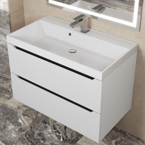 Тумба под раковину Uperwood Tanos 80 см, подвесная, белая/графит в Екатеринбурге - ok-mebel.com | фото 8