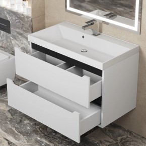 Тумба под раковину Uperwood Tanos 80 см, подвесная, белая/графит в Екатеринбурге - ok-mebel.com | фото 9