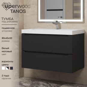 Тумба под раковину Uperwood Tanos 80 см, подвесная, черная матовая в Екатеринбурге - ok-mebel.com | фото 3