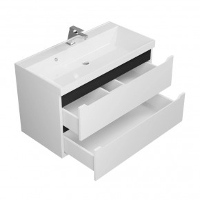 Тумба под раковину Uperwood Tanos 90 см, подвесная, белая/графит в Екатеринбурге - ok-mebel.com | фото 2