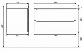 Тумба под раковину Uperwood Tanos 90 см, подвесная, белая/графит в Екатеринбурге - ok-mebel.com | фото 6