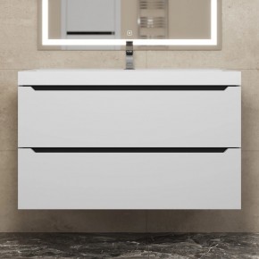 Тумба под раковину Uperwood Tanos 90 см, подвесная, белая/графит в Екатеринбурге - ok-mebel.com | фото 8