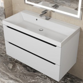 Тумба под раковину Uperwood Tanos 90 см, подвесная, белая/графит в Екатеринбурге - ok-mebel.com | фото 9