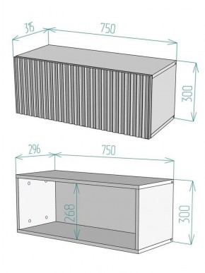 Тумба подвесная под ТВ LINES MTV1-MA 750 Темно-серый (Графит-M 10.1.25) в Екатеринбурге - ok-mebel.com | фото 2