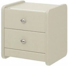 Тумба прикроватная №1 стекло (экокожа Белая) в Екатеринбурге - ok-mebel.com | фото 1