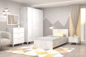 Тумба прикроватная Эго Т-5 (на ножках) Бетон светлый/Белый глянец в Екатеринбурге - ok-mebel.com | фото 3