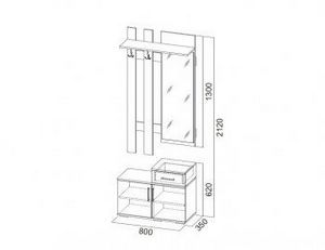 Прихожая №3 1300 (2 крючка) в Екатеринбурге - ok-mebel.com | фото 2